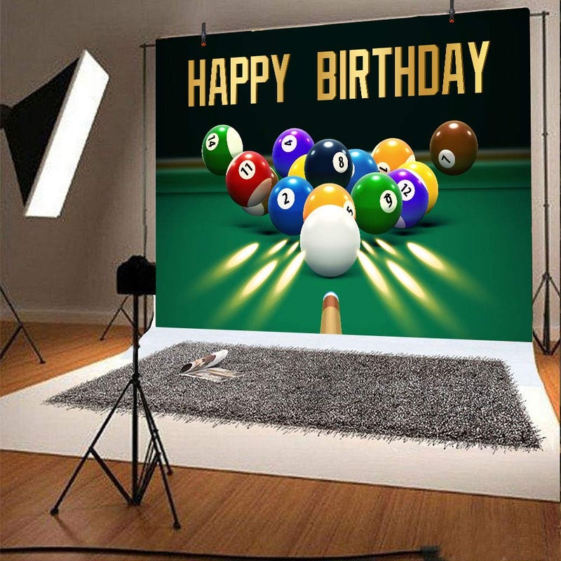 FHZON 7x5ft Birthday Party Backdrop Billiard Pool Balls Photography Backgrounds Snooker Contest Beginning Entertainment Game Theme Party Wallpaper Photo Booth Prop BJYYFH170 Multi - Image 4